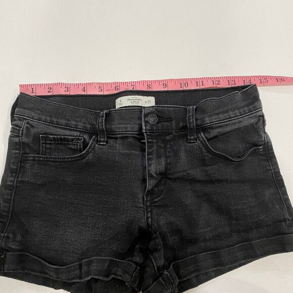 Abercrombie & Fitch Black Denim Cuffed Jean Shorts Size 4 / 27 - Picture 4 of 5